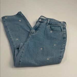 PacSun Light Blue High-Rise Daisy Embroidered Jeans